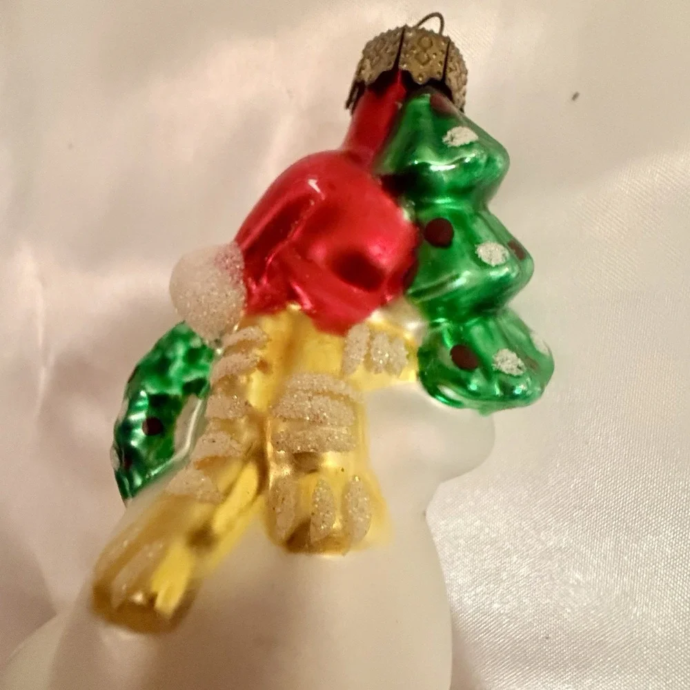 Vintage inge Glass Christmas Ornament Frosty The‎ Snow Man OWC Colorful